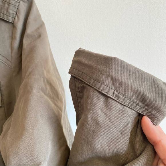 Cole Haan Olive Green Fatigue Utility Jacket Gold with Accents Size Medium - Picture 7 of 13